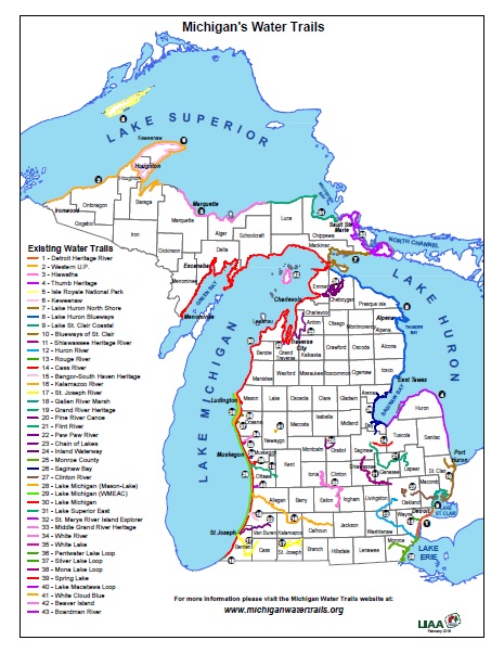 Michigan Water Trail Map 2018 Michigan Water Trail Map 2018