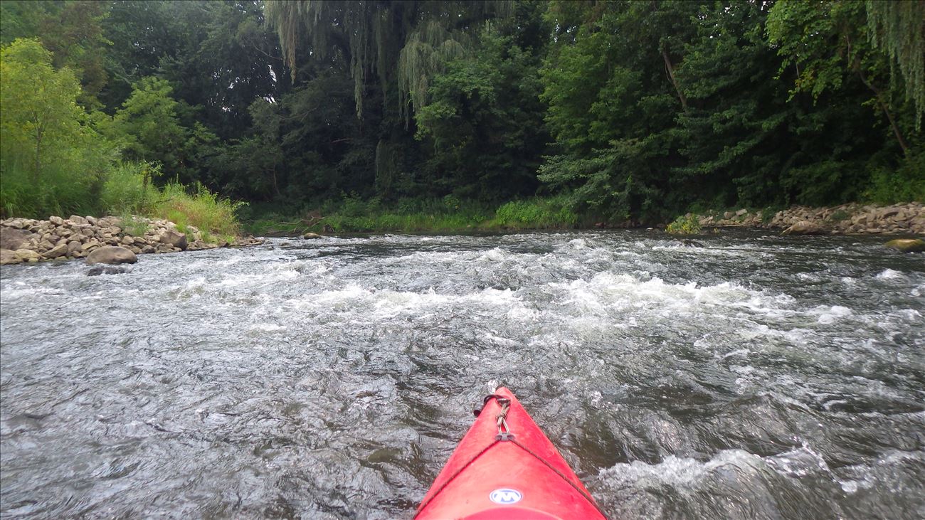 looking upstream at rapids from eddy pool near take-out at Hay's Park looking upstream at rapids from eddy pool near take-out at Hay's Park